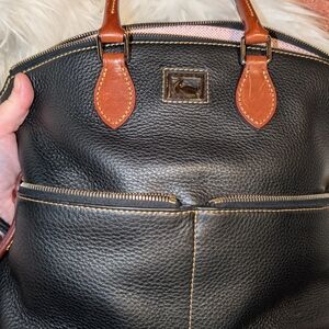 Black Leather Men's Bag with Brown Accents